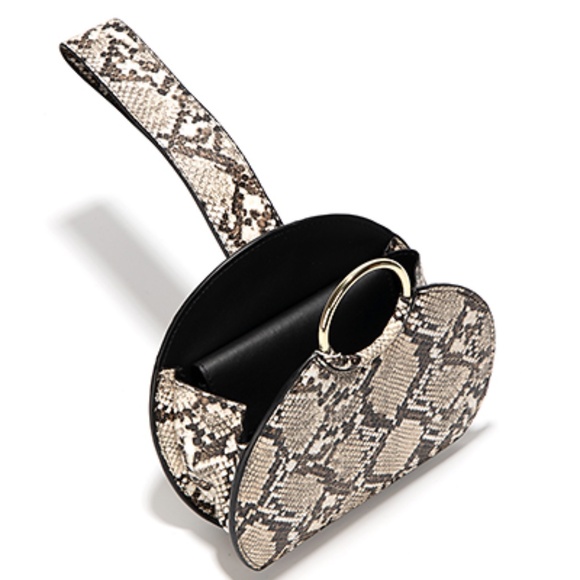 Animal Print Half Moon Wrist Clutch - Picture 3 of 4